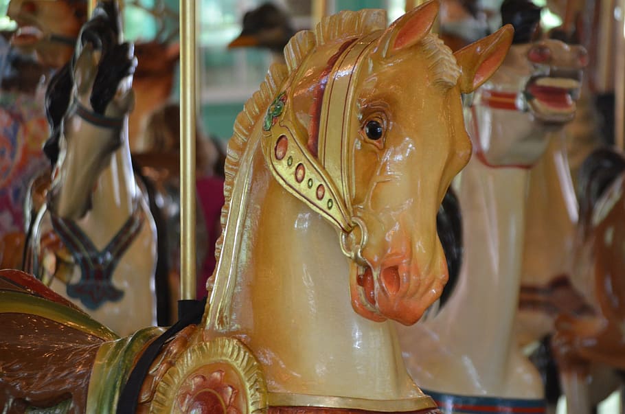 carousel, horse, merry, round, play, amusement, park, arts culture and entertainment HD wallpaper