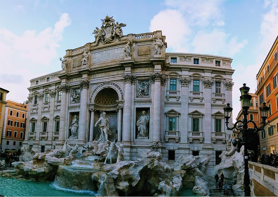 fountain, italy, monument, architecture, built structure, building exterior HD wallpaper