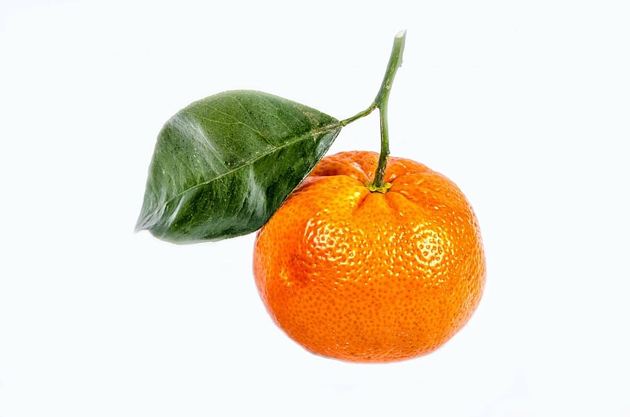 orange fruit, mandarin, green, white, leaf, close-up, isolated HD wallpaper