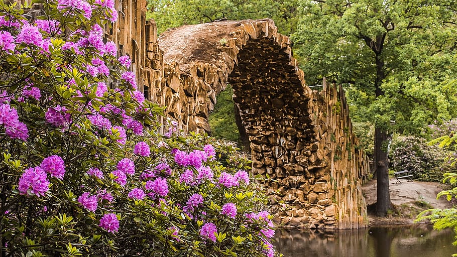 brown concrete bridge on brown body of water, romance, fantasy HD wallpaper