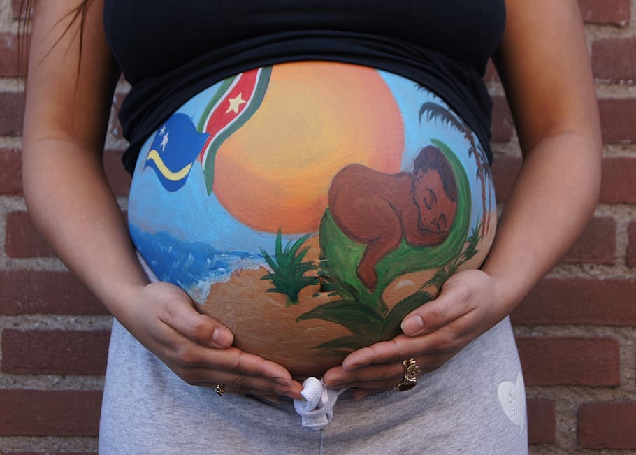 bellypaint, belly painting, pregnant, baby, beach, mama, love