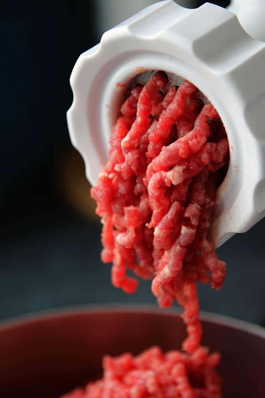 closeup photo of grinded meat, mincer, minced meat, ground beef HD wallpaper
