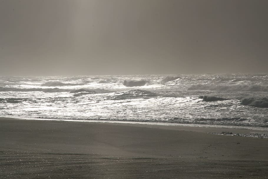 Sea, Waves, Beach, Contrast, Galicia, nature, beauty in nature HD wallpaper