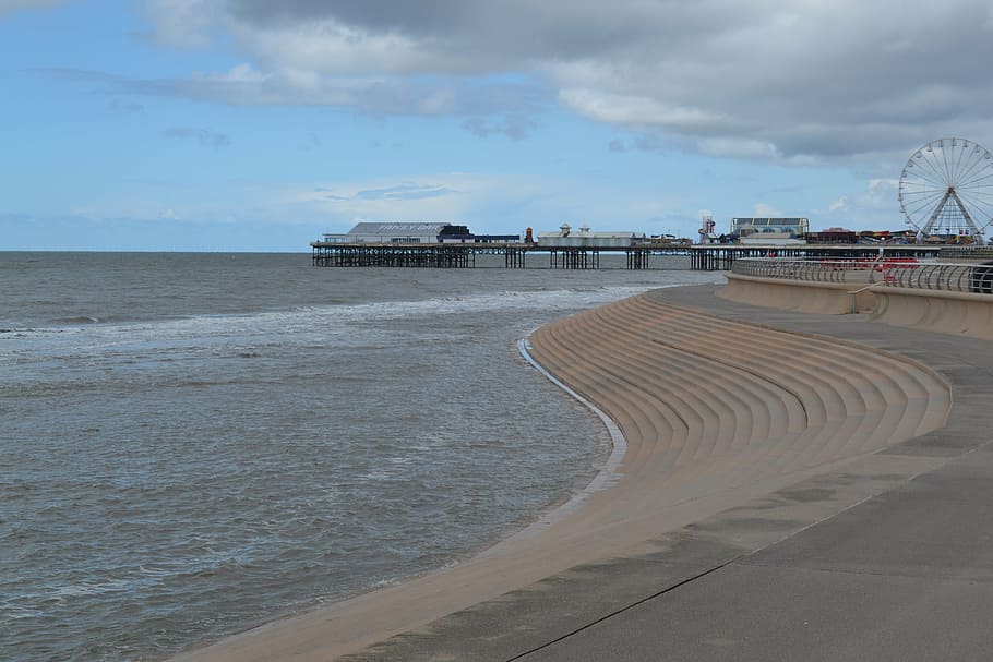 blackpool, beach, pier, lancashire, uk, coast, seaside, coastal HD wallpaper