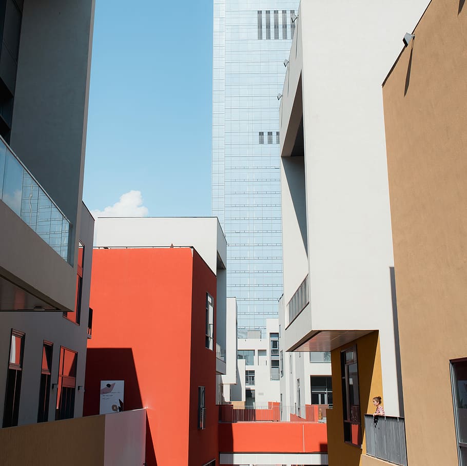 landscape photography of buildings, assorted-color painted buildings HD wallpaper