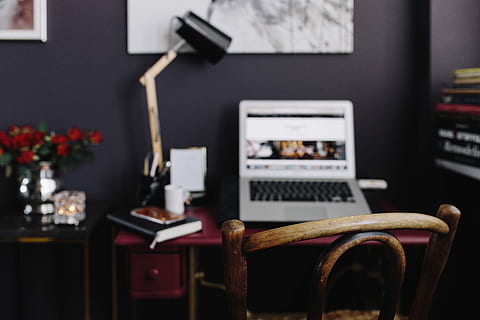 Pink desk in the home office, female, workspace, workplace, indoor HD wallpaper