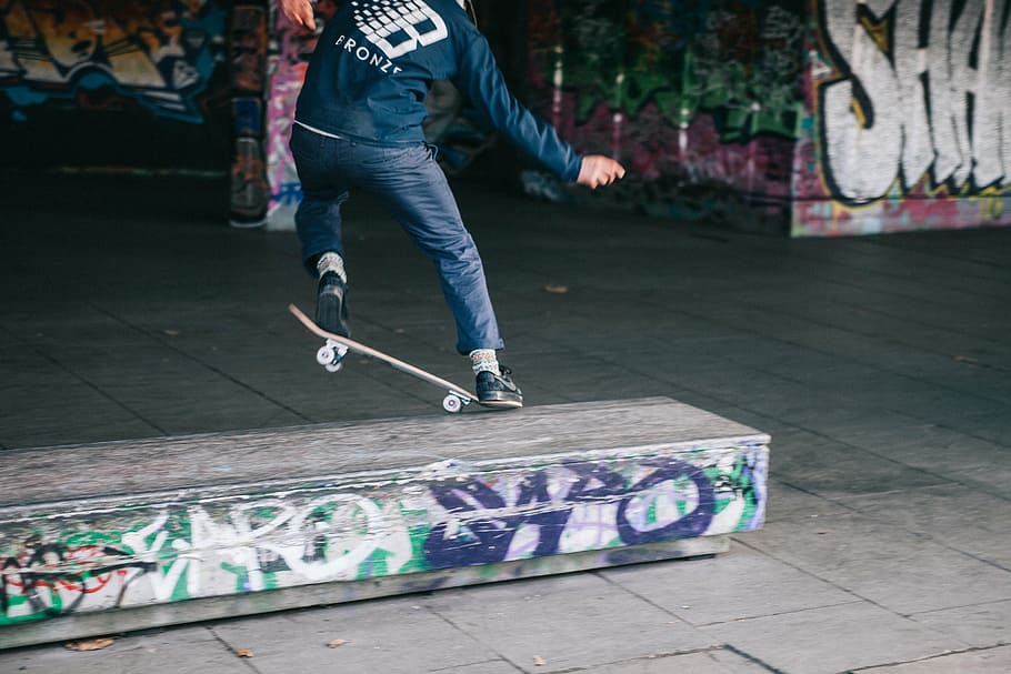 person on skateboard doing tricks, people, man, sport, shoes, HD wallpaper
