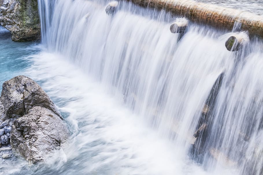 waterfall, river, cold, clear, nature, waters, landscape, stones HD wallpaper