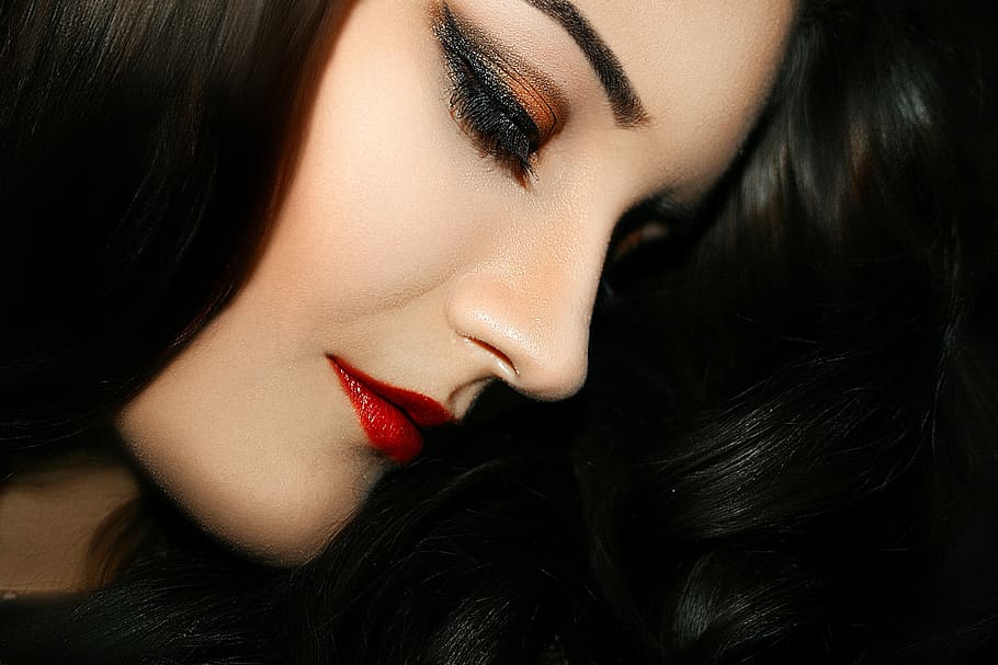 woman in black hair, fashion, charm, portrait, girl, person, model