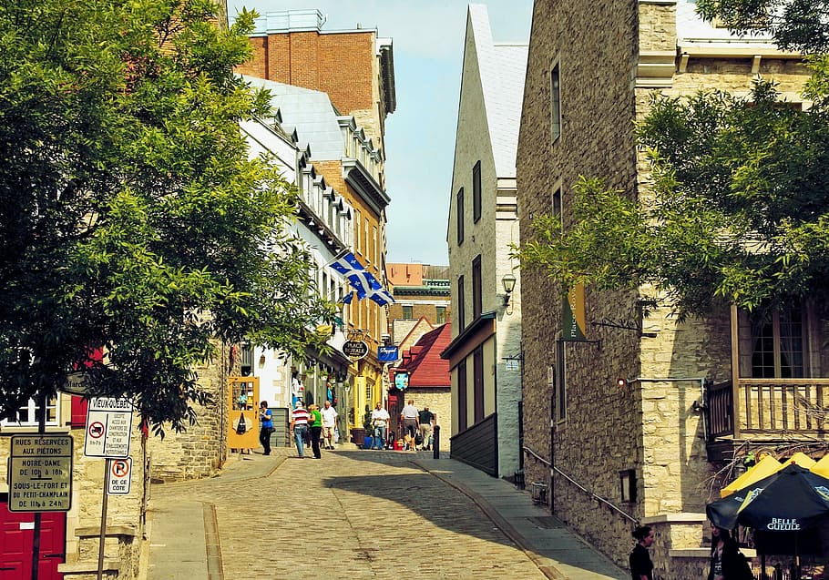 Canada, Quebec, Street, Shops, grand street, lower town, building exterior HD wallpaper