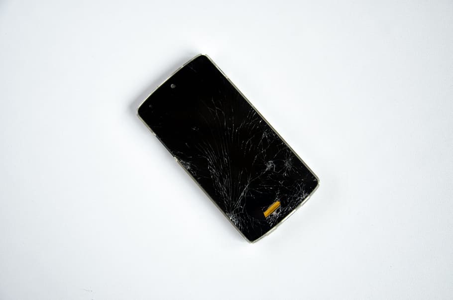 smartphone, broken, damaged, defect, screen, cellphone, mobile device, HD wallpaper
