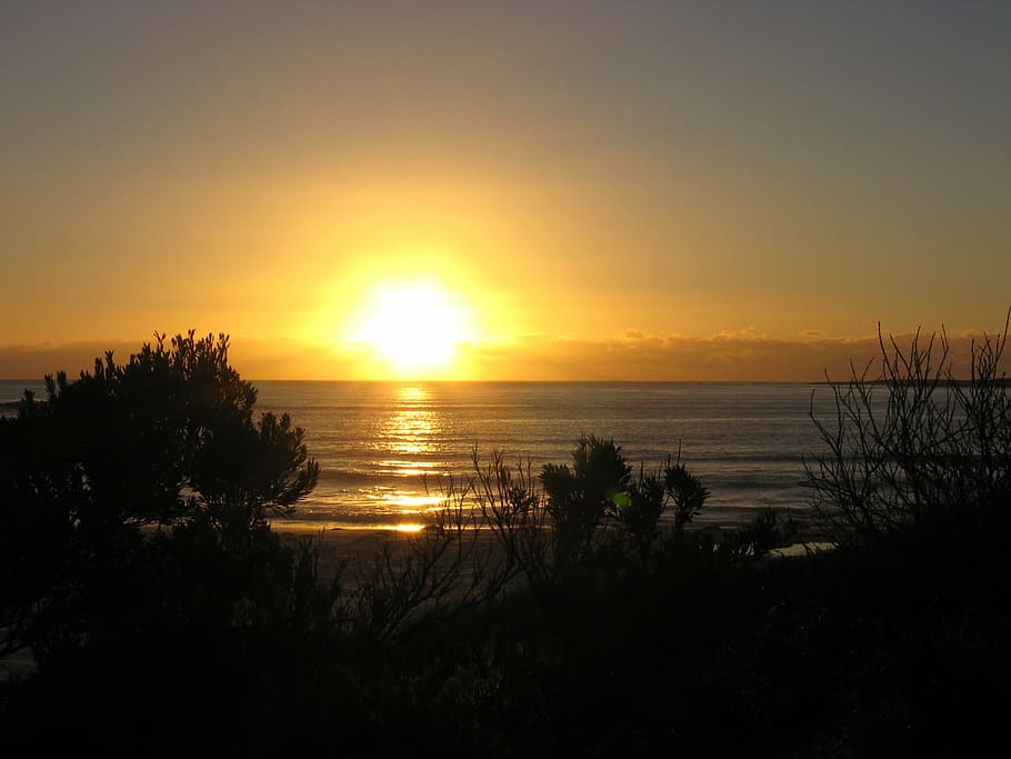 sunset, evening, peace, nature, scenic, beach sunset, dusk HD wallpaper