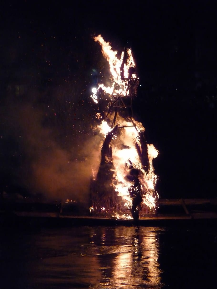 Inferno, Bonfire, Burn, Flames, Light, river, hot, burning HD wallpaper