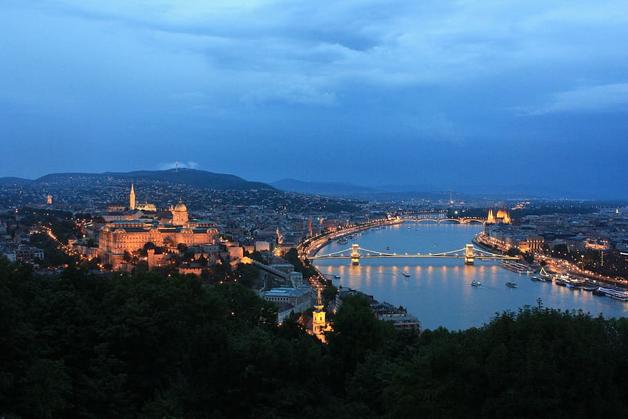 Budapest, Hungary, Architecture, River, castle, building, at night HD wallpaper