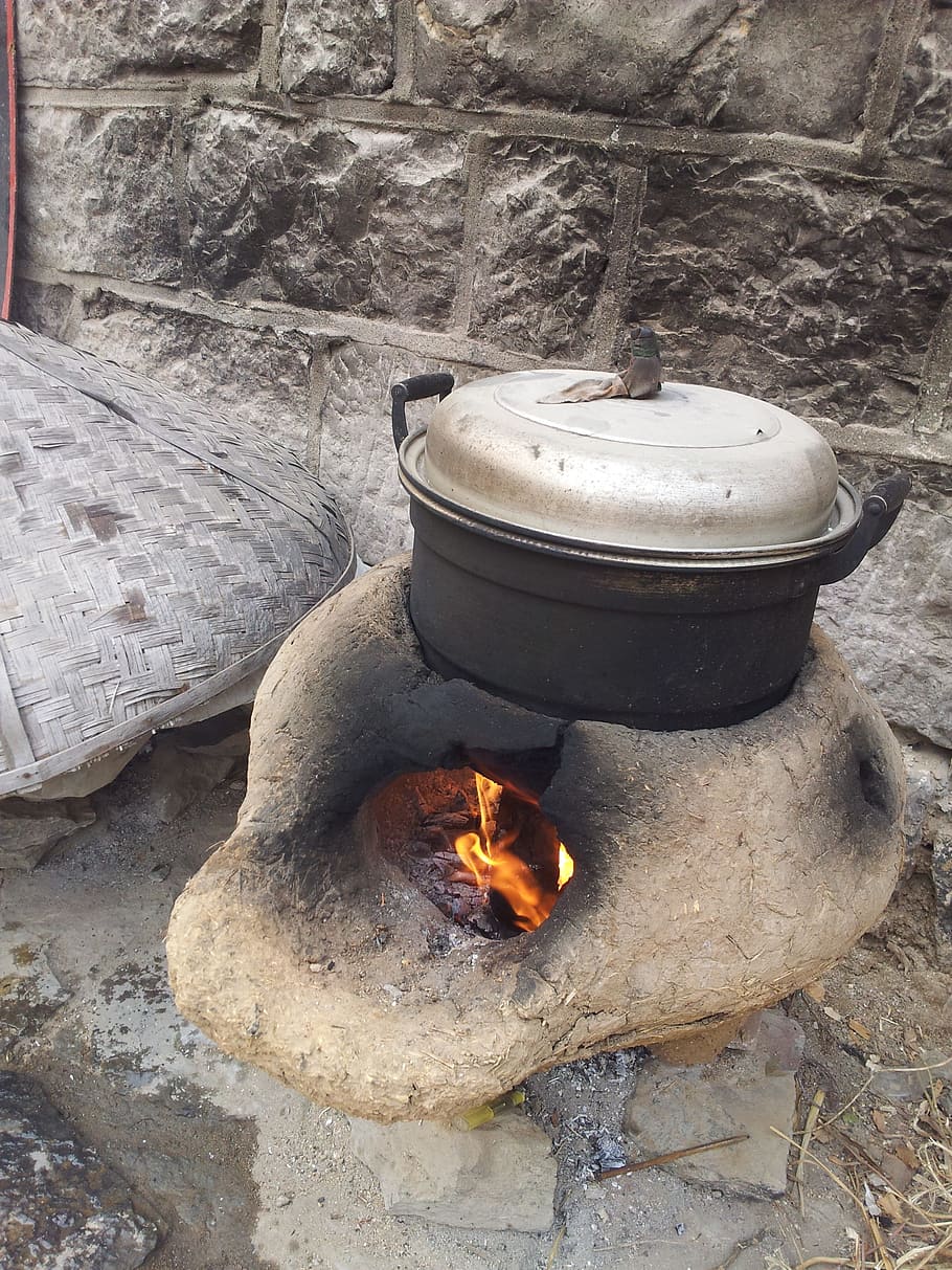Fireplace, Hearth, Old, Stove, Burning, cooking, pot, clay HD wallpaper