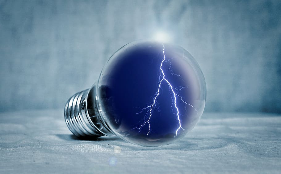 lightning light bulb, pear, flash, energy, energy revolution HD wallpaper