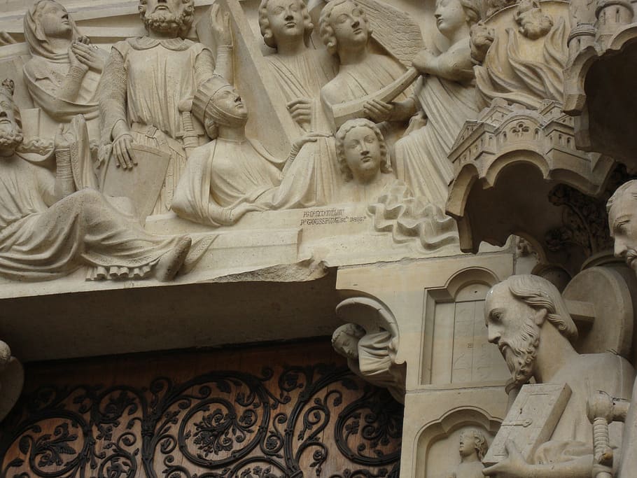 architecture, notre dame, stucco, art and craft, human representation HD wallpaper