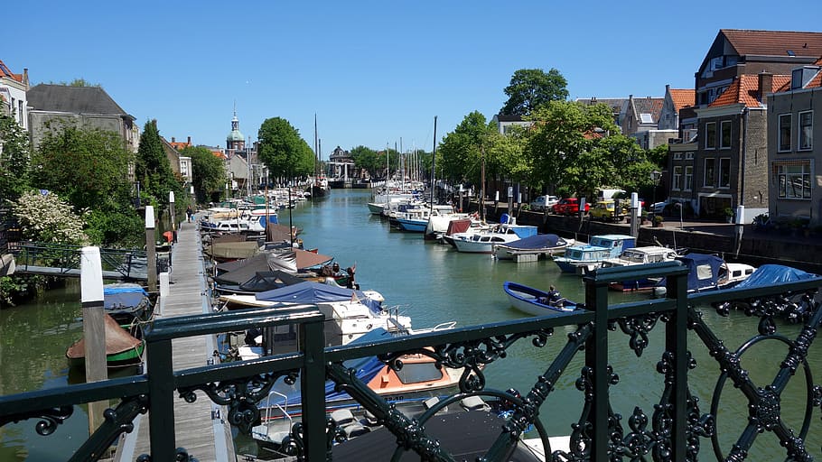 dordrecht, netherlands, holland, port, boats, cityscape, historical center, HD wallpaper