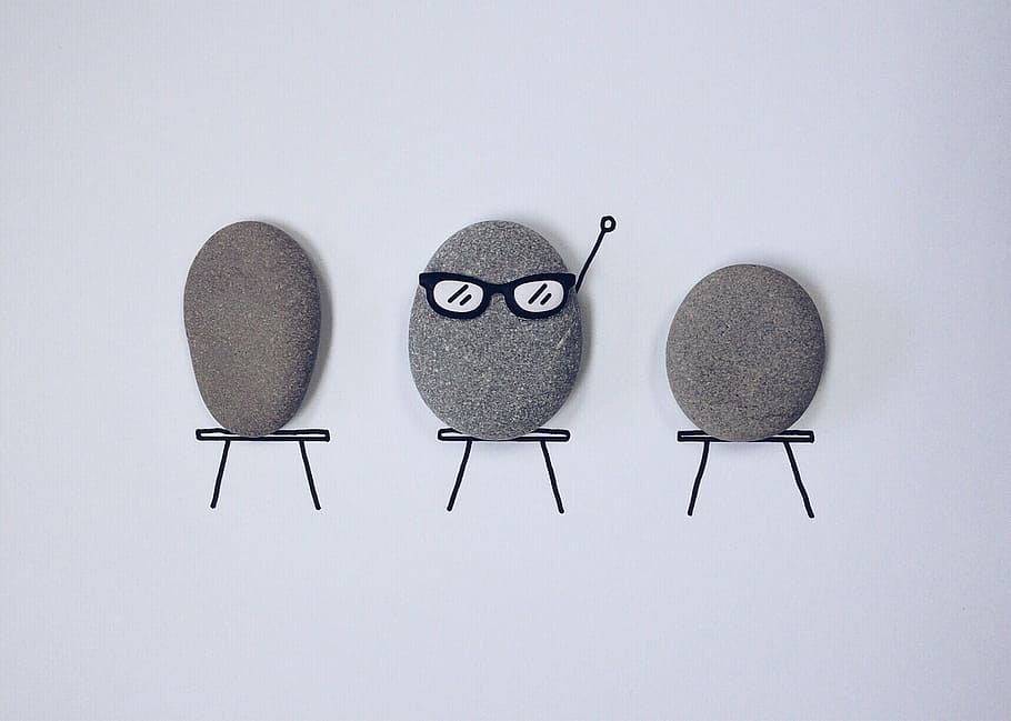 three gray stone pebbles, school, class, students, rock, art HD wallpaper