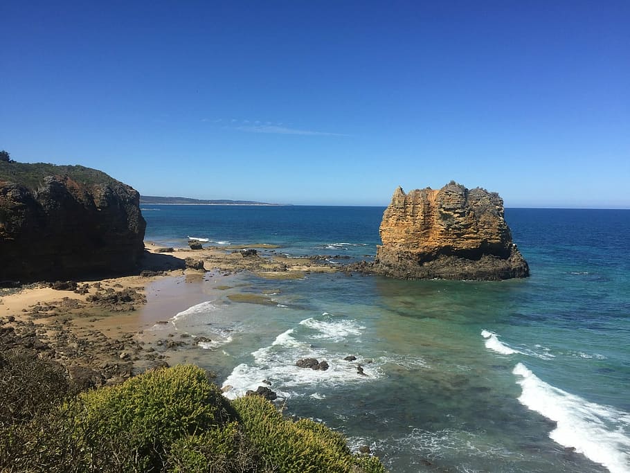 Australia, Rocks, Sea, Waves, the sea, water, view, natural HD wallpaper