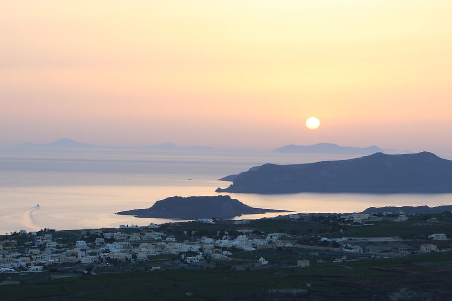 santorini, sunset, greece, sky, scenics - nature, sea, beauty in nature HD wallpaper