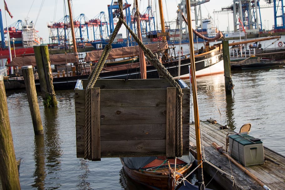 box, port, transport, stack boxes, colorful, quay, harbor scene HD wallpaper