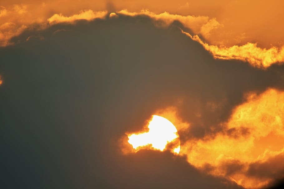 sunset, glow, bright, cloud, dark, edge, gilt, orange-gold HD wallpaper