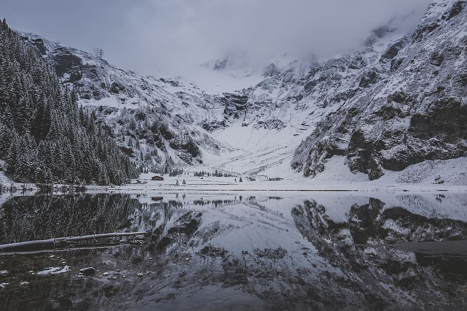 lake, water, reflection, mountain, trees, plant, nature, landscape HD wallpaper