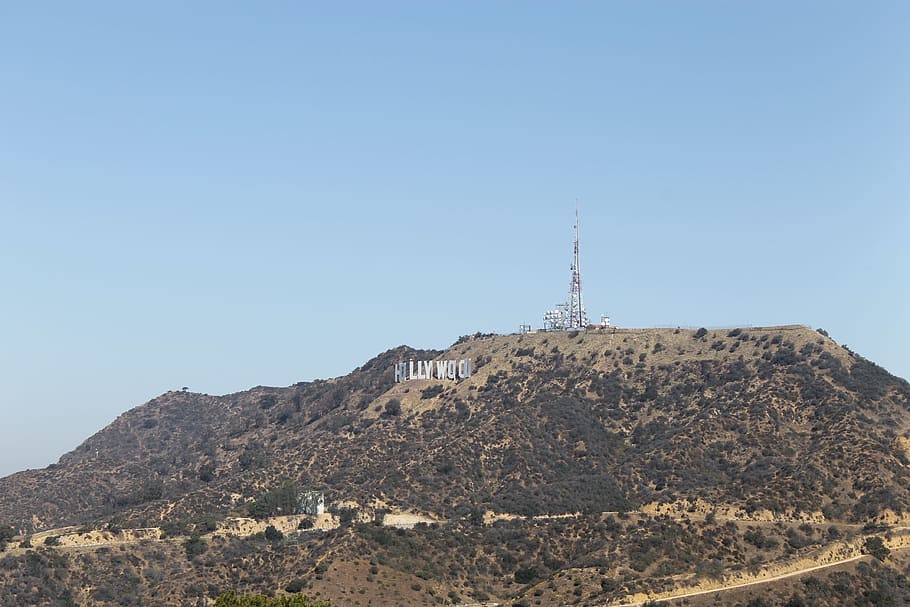 aerial view of Hollywood sign, Angeles, City, california, cityscape, HD wallpaper