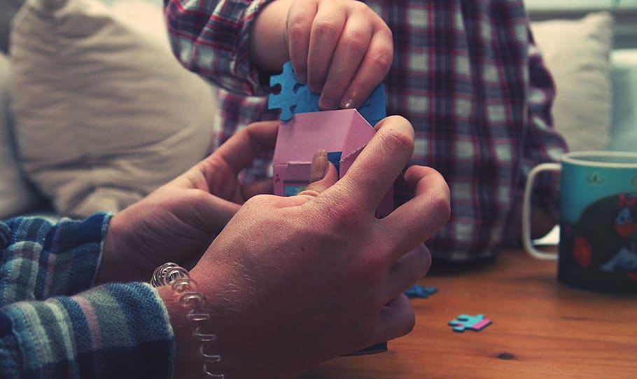 person holding house miniature with puzzle, hand, hands, finger HD wallpaper