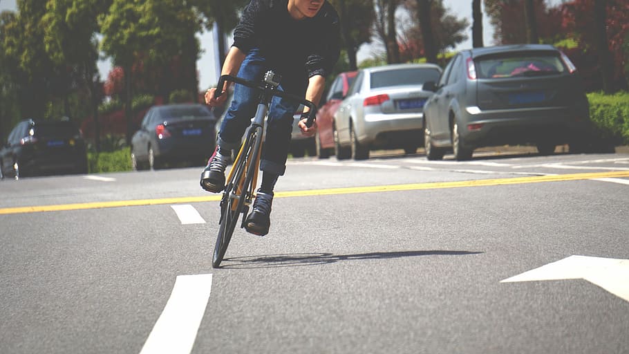 Fixed Gear, Sport, Bike, transportation, bicycle, street, road, HD wallpaper