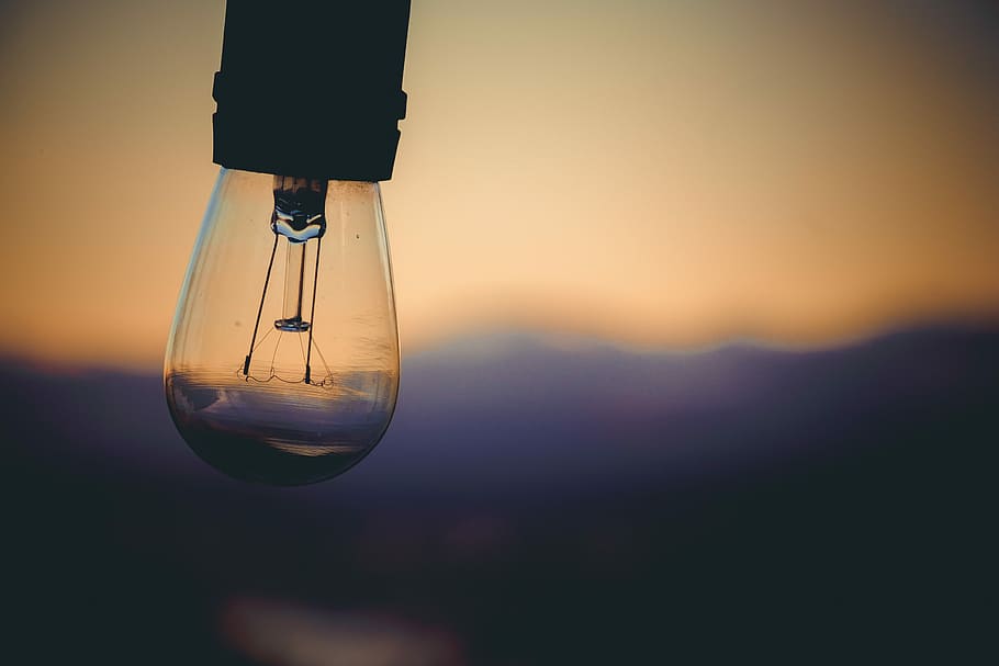 selective focus photography of Edison bulb, black HID bulb, light HD wallpaper