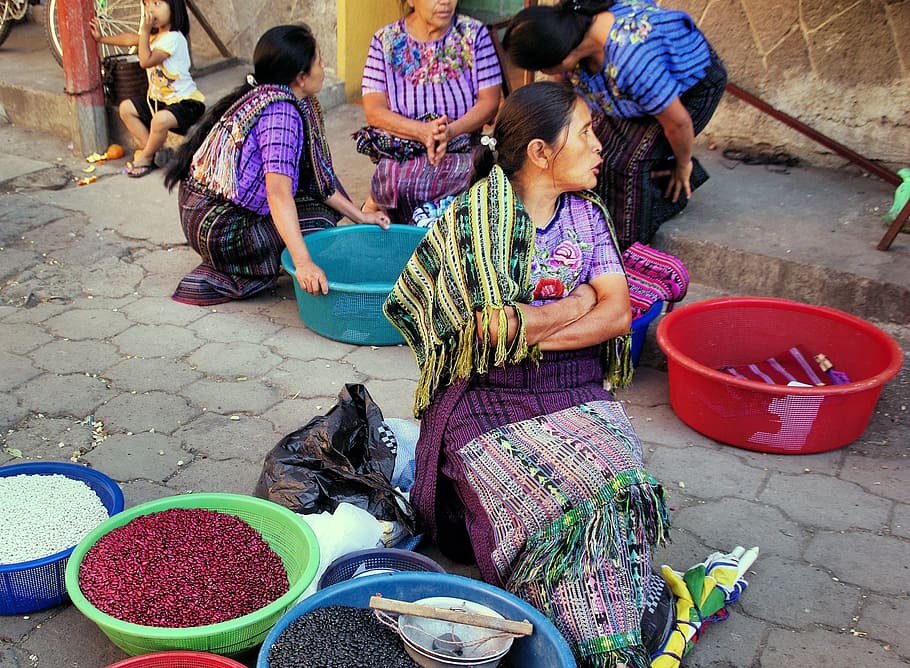 guatemala, chichicastenango, market, peasant, saleswoman, traditional costume, HD wallpaper