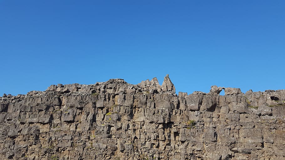 stone wall, stones, rock, clear sky, solid, rock - object, nature HD wallpaper