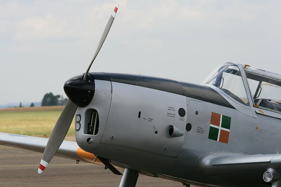 chipmunk aircraft, silver, apron, flight, travel, transport HD wallpaper
