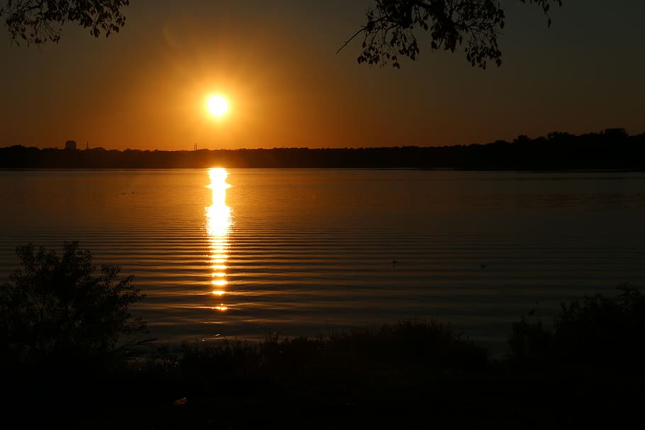 dallas, tx, sundown, sunset, nature, lake, water, peace, mother earth HD wallpaper