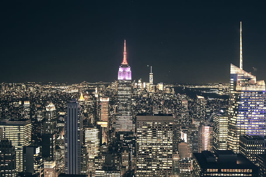 architecture, buildings, infrastructure, dark, night, sky, city HD wallpaper