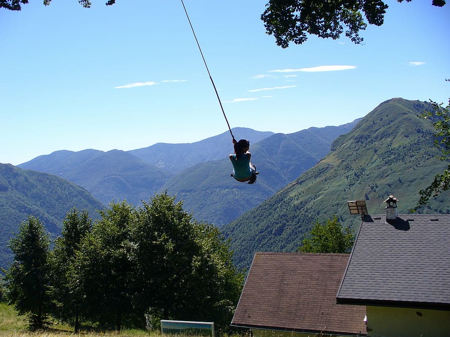swing, montevecchio, mountain, risk, adventure, one man only HD wallpaper