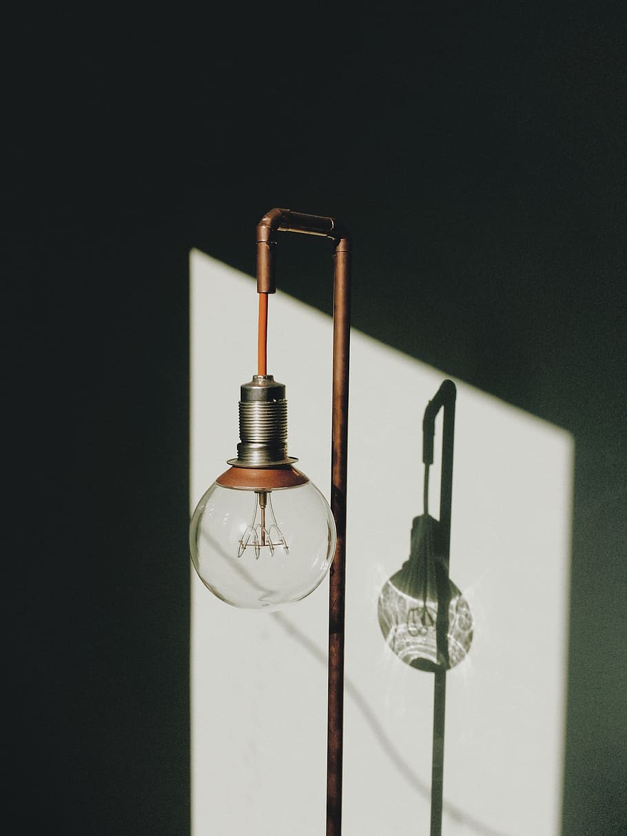 lamp, copper, light bulb, sun, lighting, indoors, close-up HD wallpaper