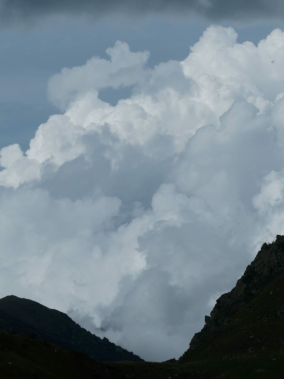 Clouds, Mountain, Tower, cloud mountain, sky, cloud tower, thundercloud HD wallpaper