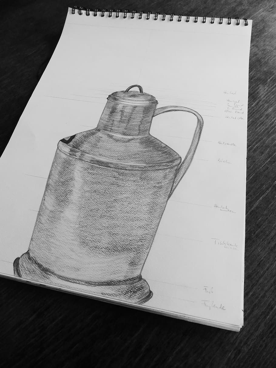 drawing, drawing lessons, sketch, pot, block, paper, paint HD wallpaper
