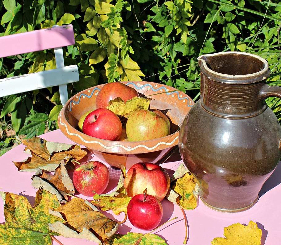 Apple, Garden, Table, garden table, table decorations, fruit HD wallpaper