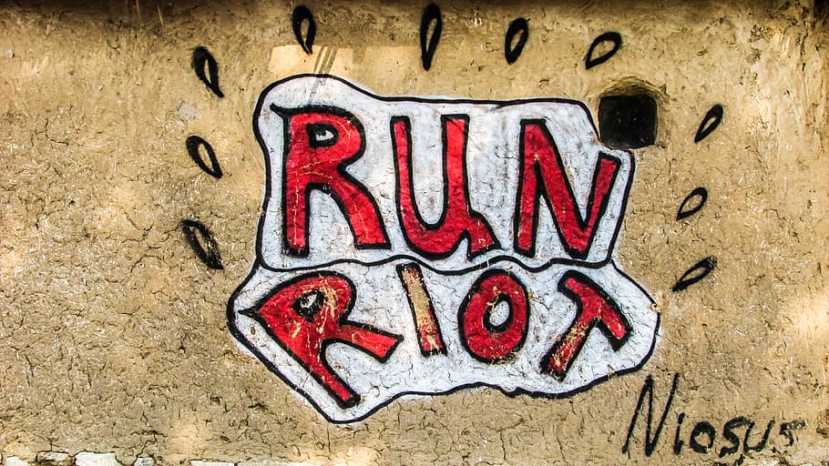 run riot, anarchy, city, urban, graffiti, wall, anarchism, anarchistic, HD wallpaper