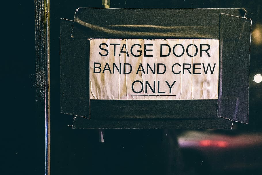 stage door band and crew only, stage door band and crew only poster