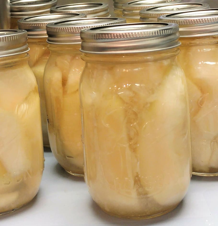 canning, pears, jars, lids, sweet, homemade, fruit, organic HD wallpaper
