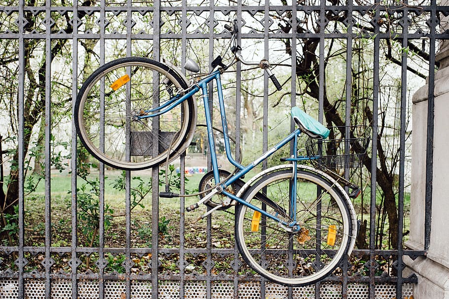 Locked bicycle, other, transportation, outdoors, old-fashioned HD wallpaper