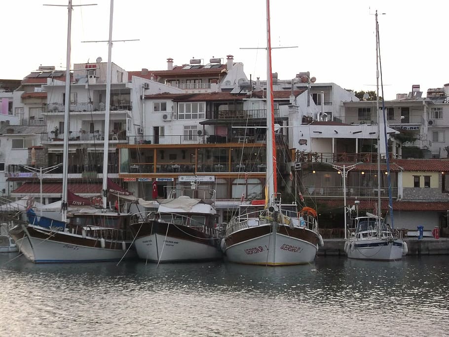 datça, marine, edge, yachts, water, nautical vessel, building exterior HD wallpaper