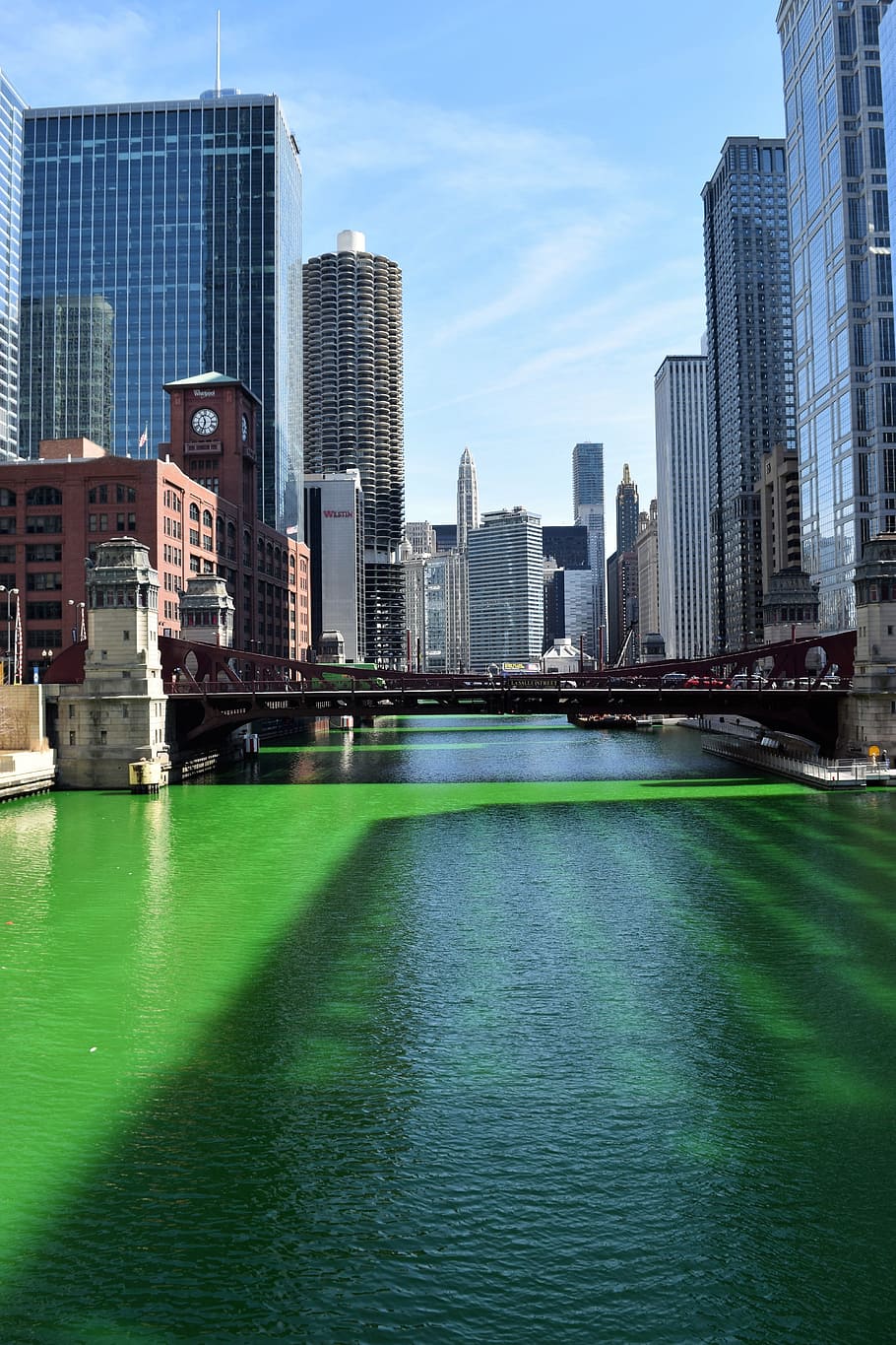 Chicago, River, St, green, saint, patrick, architecture, skyscraper HD wallpaper