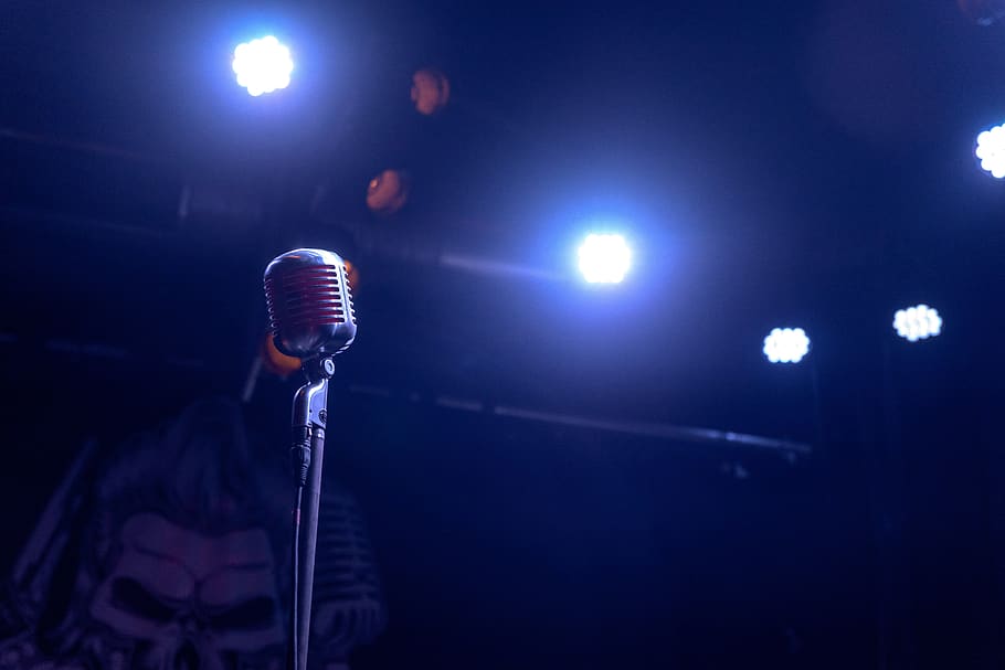 music, microphone, stage, input device, performance, one person HD wallpaper
