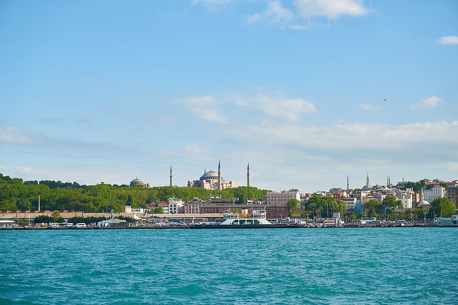 istanbul, throat, hagia sophia, cami, museum, church, on, estuary